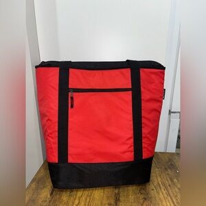 Ozark Trail Large Cooler Tote Bag Red and Black with Front Zip Pocket